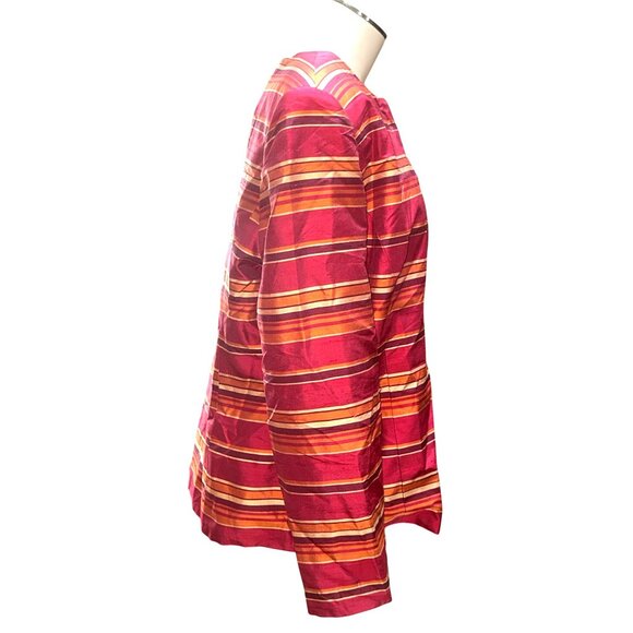 Kasper 16P Raspberry Silk Stripe Jacket Hamptons Chic Coastal Rich City Ready - Picture 6 of 16